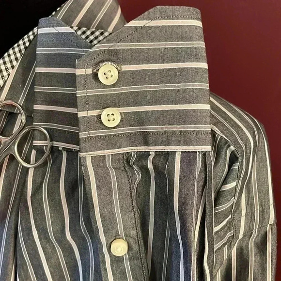 Jack Stone by Thomas Dean Men’s XL Button Down Gray & White Shirt - Picture 6 of 8